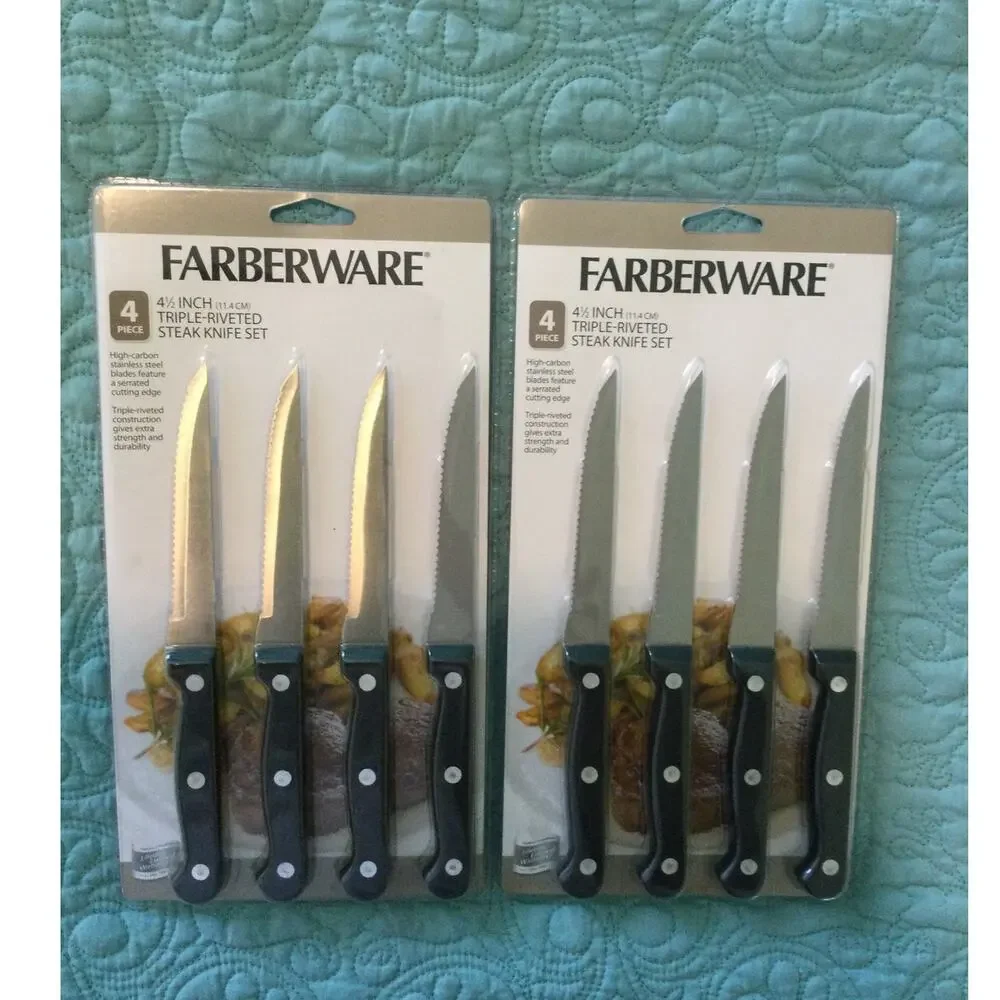 Lot of 2 Farberware Triple Riveted Steak Knife Set 8 total